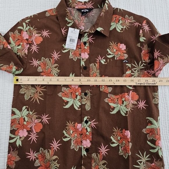 Billabong Hawaiian Shirt Women's S Brown Floral NEW Short Sleeve NWT MSRP $66 - Picture 12 of 16
